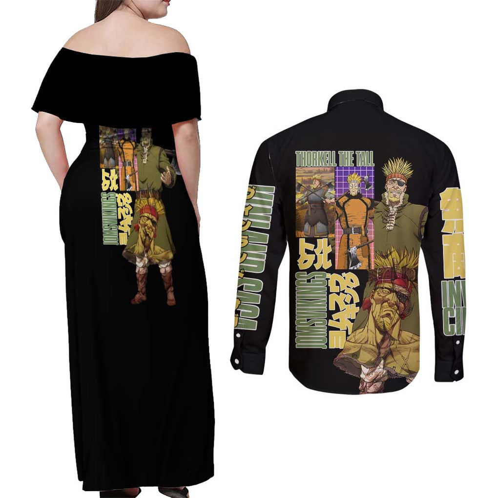 Thorkell Vinland Saga Couples Matching Off Shoulder Maxi Dress and Long Sleeve Button Shirt Japan Anime Style