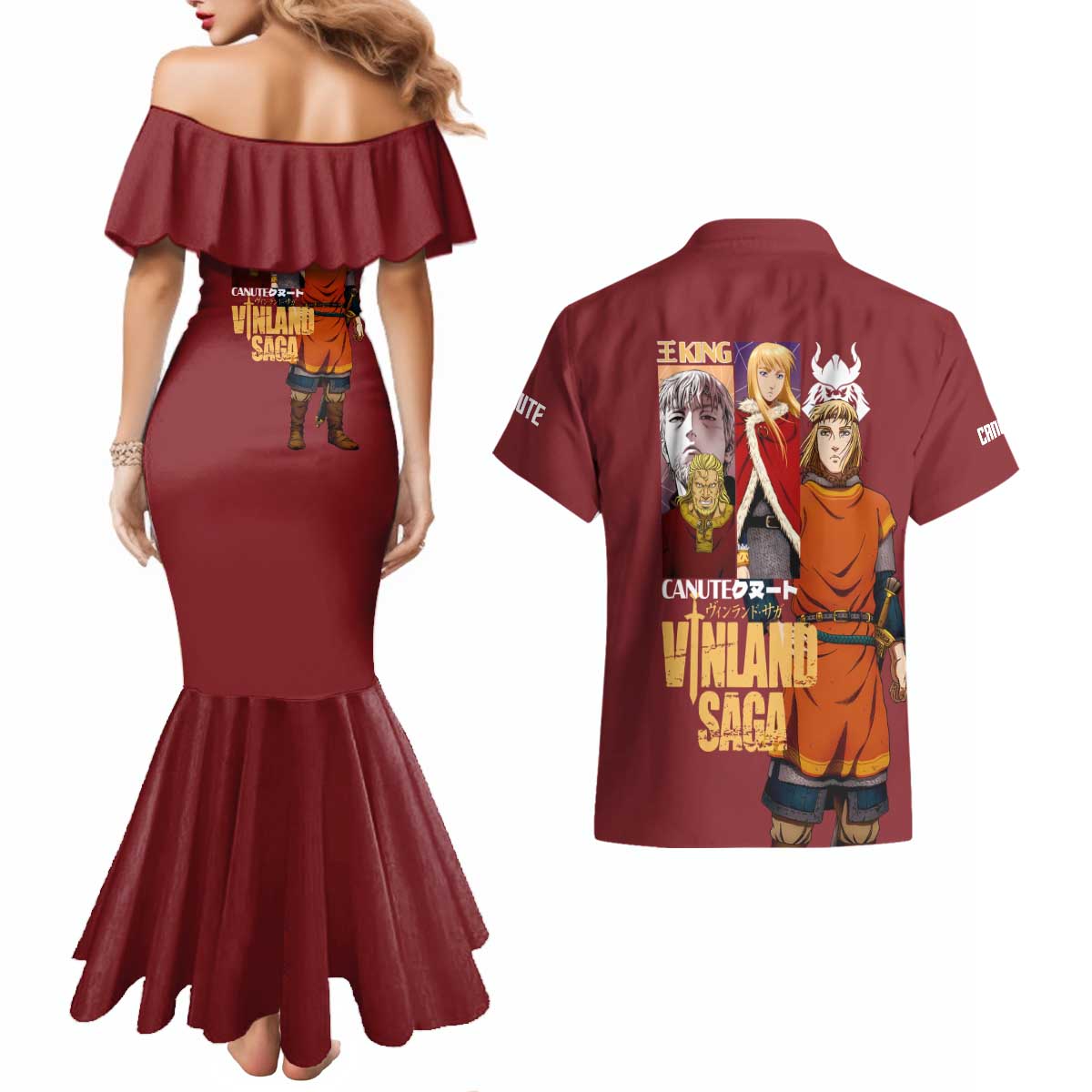Canute Vinland Saga Couples Matching Mermaid Dress and Hawaiian Shirt Japan Anime Style - The Mazicc