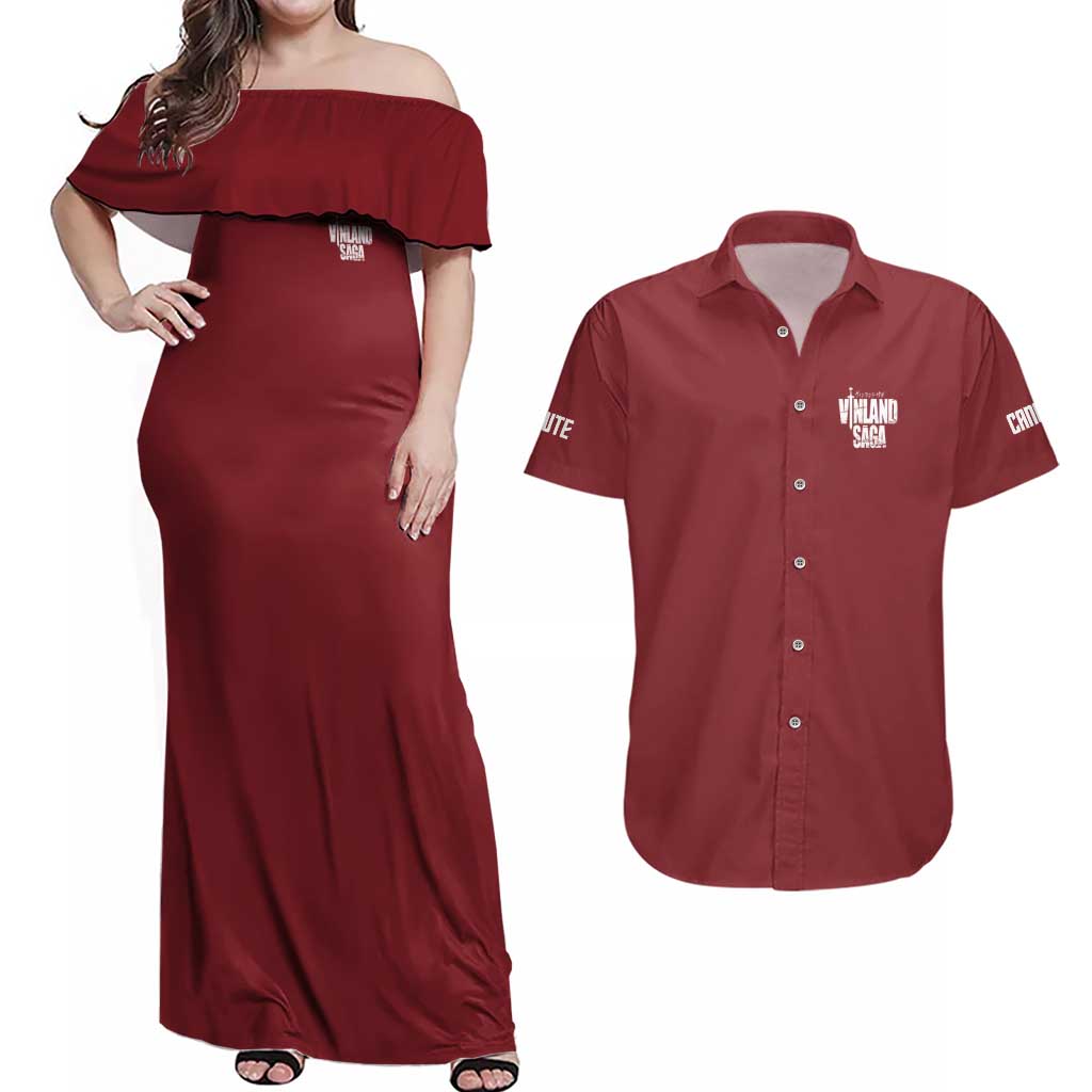 Canute Vinland Saga Couples Matching Off Shoulder Maxi Dress and Hawaiian Shirt Japan Anime Style - The Mazicc