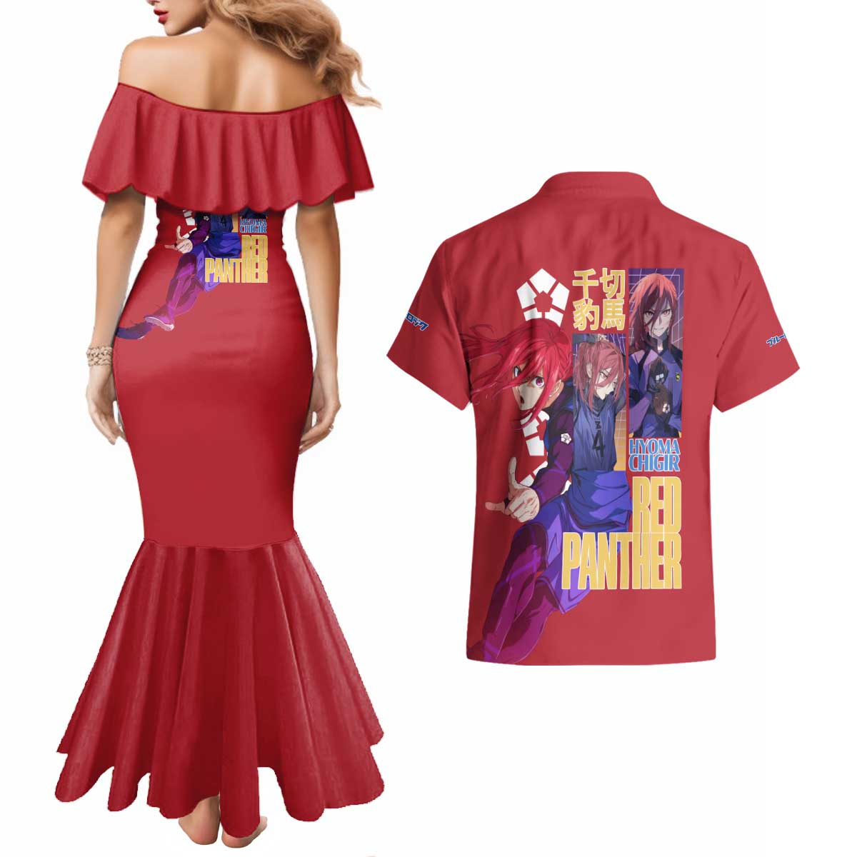 Hyoma Chigiri Blue Lock Couples Matching Mermaid Dress and Hawaiian Shirt Japan Anime Style - The Mazicc