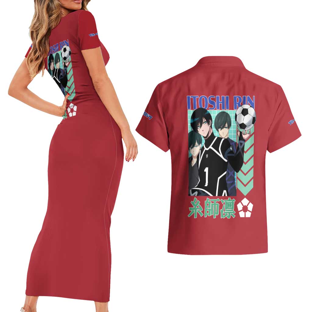 Itoshi Rin Blue Lock Couples Matching Short Sleeve Bodycon Dress and Hawaiian Shirt Japan Anime Style - The Mazicc