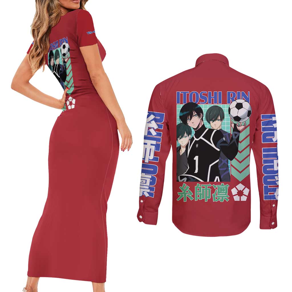 Itoshi Rin Blue Lock Couples Matching Short Sleeve Bodycon Dress and Long Sleeve Button Shirt Japan Anime Style - The Mazicc