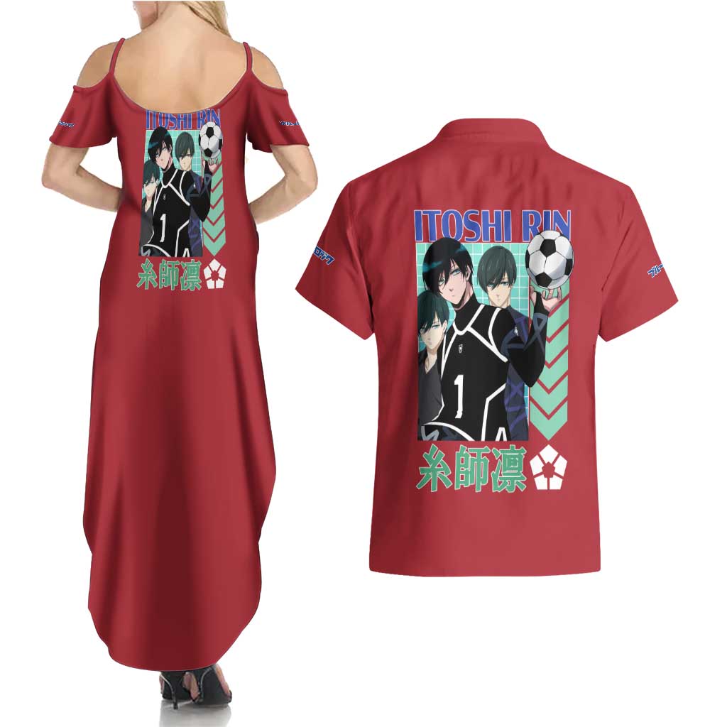 Itoshi Rin Blue Lock Couples Matching Summer Maxi Dress and Hawaiian Shirt Japan Anime Style - The Mazicc