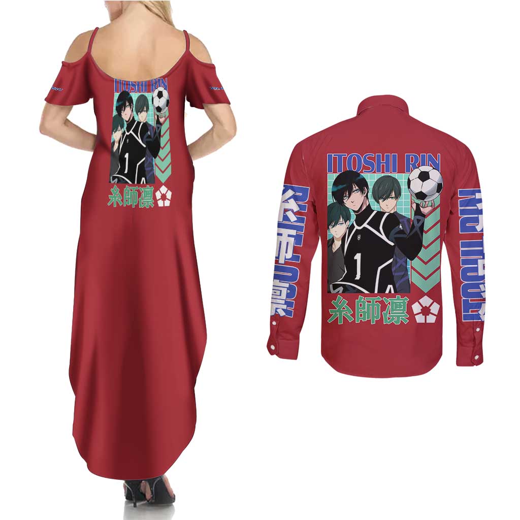 Itoshi Rin Blue Lock Couples Matching Summer Maxi Dress and Long Sleeve Button Shirt Japan Anime Style - The Mazicc