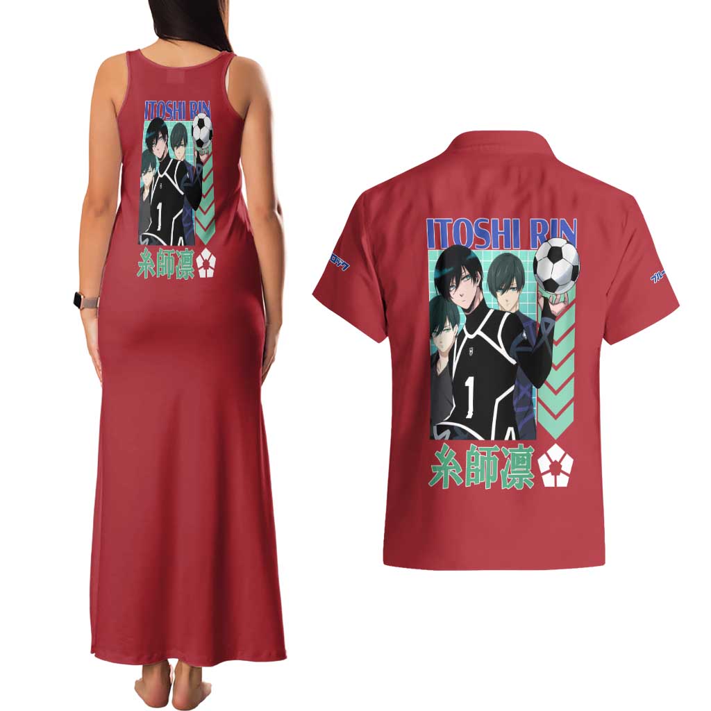 Itoshi Rin Blue Lock Couples Matching Tank Maxi Dress and Hawaiian Shirt Japan Anime Style - The Mazicc
