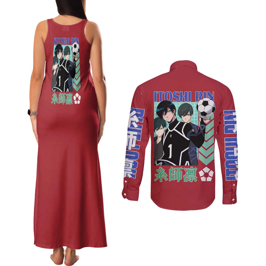 Itoshi Rin Blue Lock Couples Matching Tank Maxi Dress and Long Sleeve Button Shirt Japan Anime Style - The Mazicc