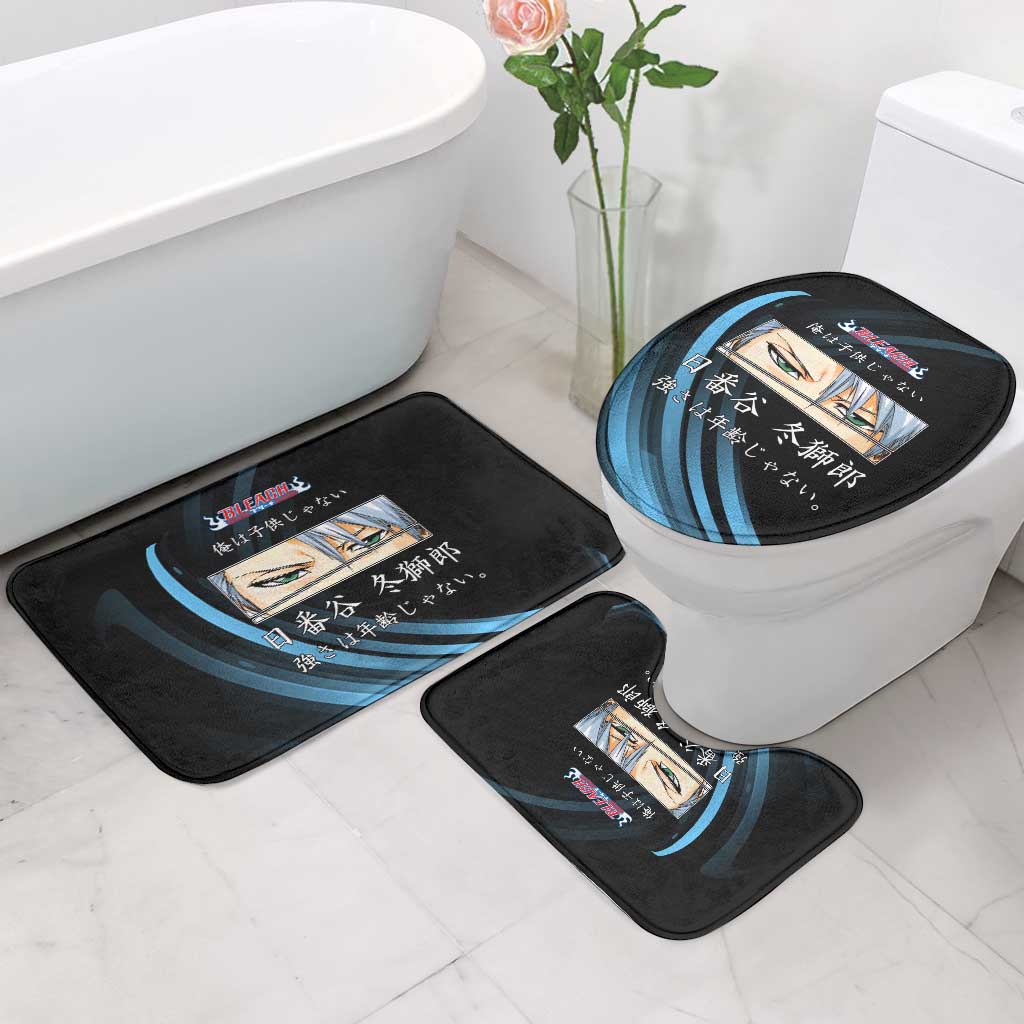 Toshiro Hitsugaya Bleach Anime Black and Blue Theme Bathroom Set with Ice Dragon Elements and Japanese Quote Design - The Mazicc