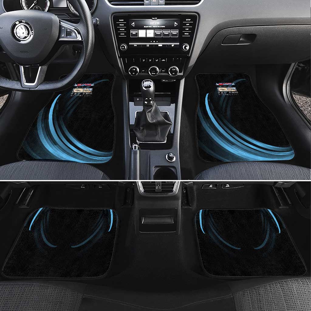 Toshiro Hitsugaya Bleach Anime Black and Blue Theme Car Mats with Ice Dragon Elements and Japanese Quote Design - The Mazicc