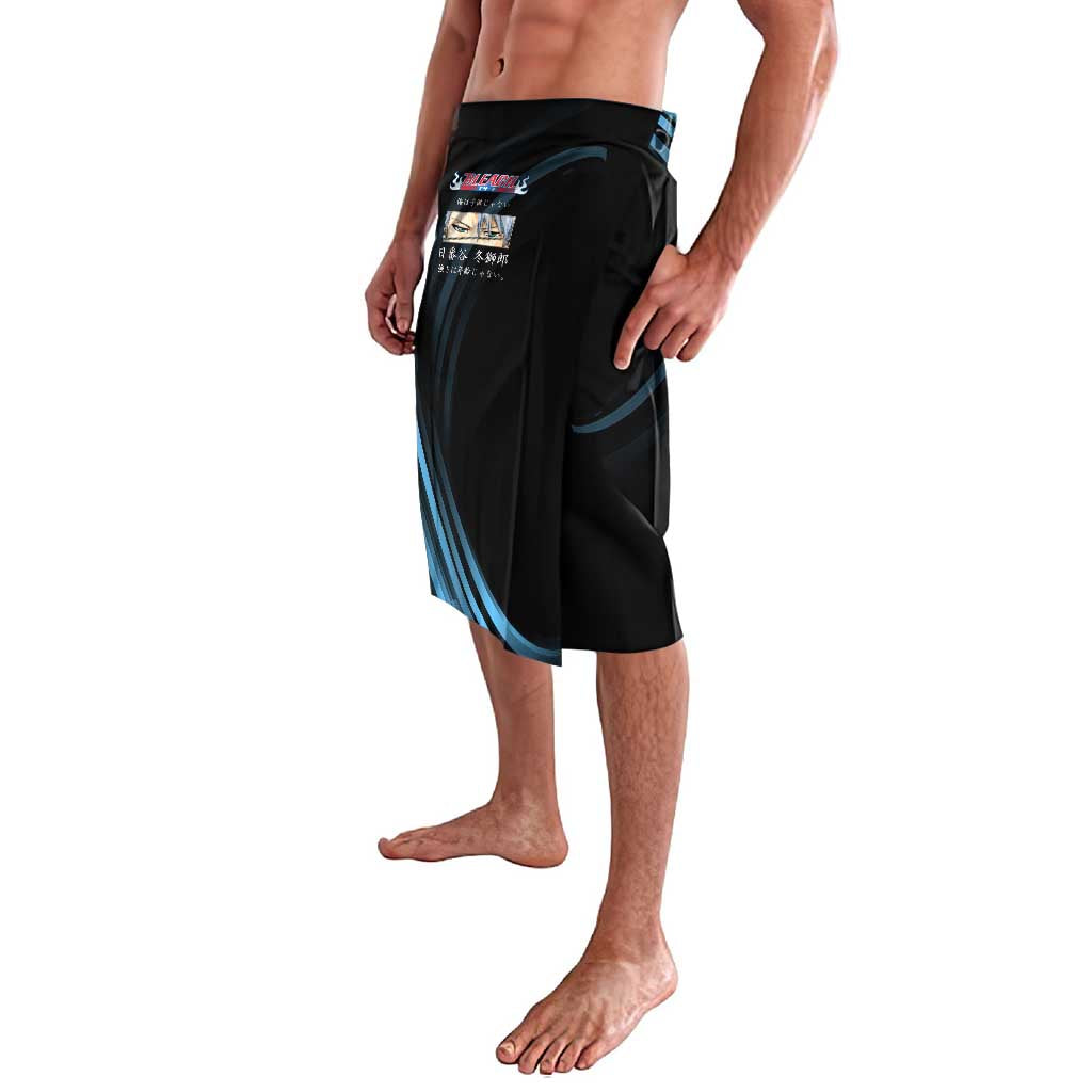 Toshiro Hitsugaya Bleach Anime Black and Blue Theme Lavalava with Ice Dragon Elements and Japanese Quote Design - The Mazicc