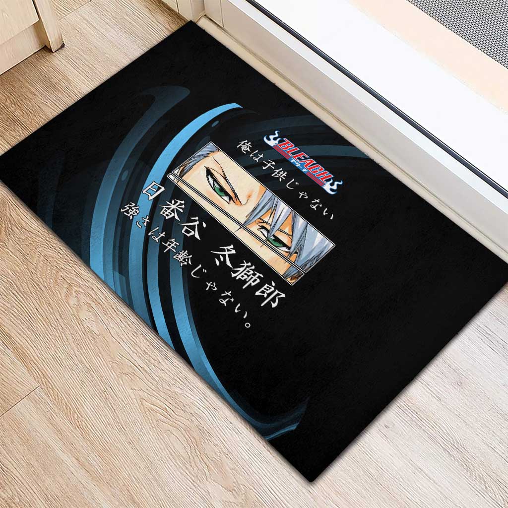 Toshiro Hitsugaya Bleach Anime Black and Blue Theme Rubber Doormat with Ice Dragon Elements and Japanese Quote Design - The Mazicc