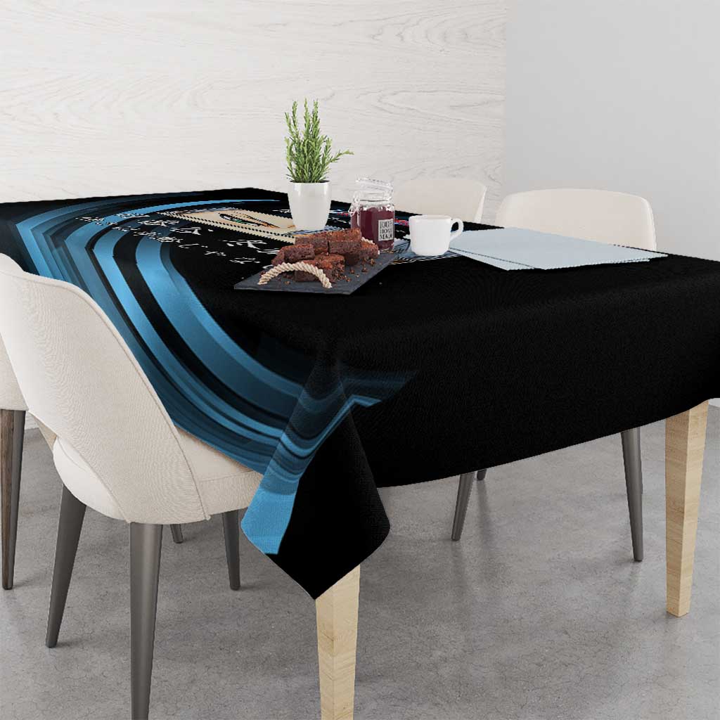 Toshiro Hitsugaya Bleach Anime Black and Blue Theme Tablecloth with Ice Dragon Elements and Japanese Quote Design - The Mazicc