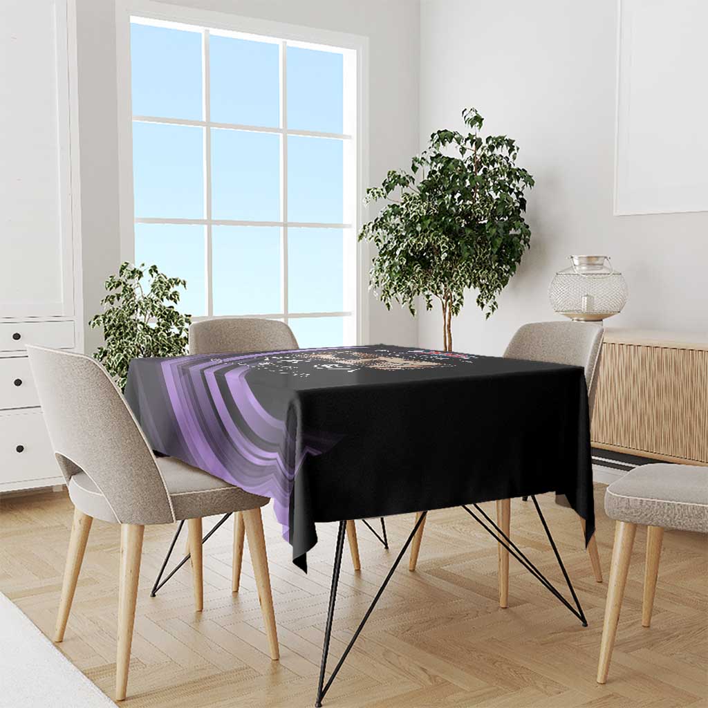 Kenpachi Zaraki Bleach Anime Black and Purple Theme Tablecloth with Battle Stance and Japanese Quote Design - The Mazicc