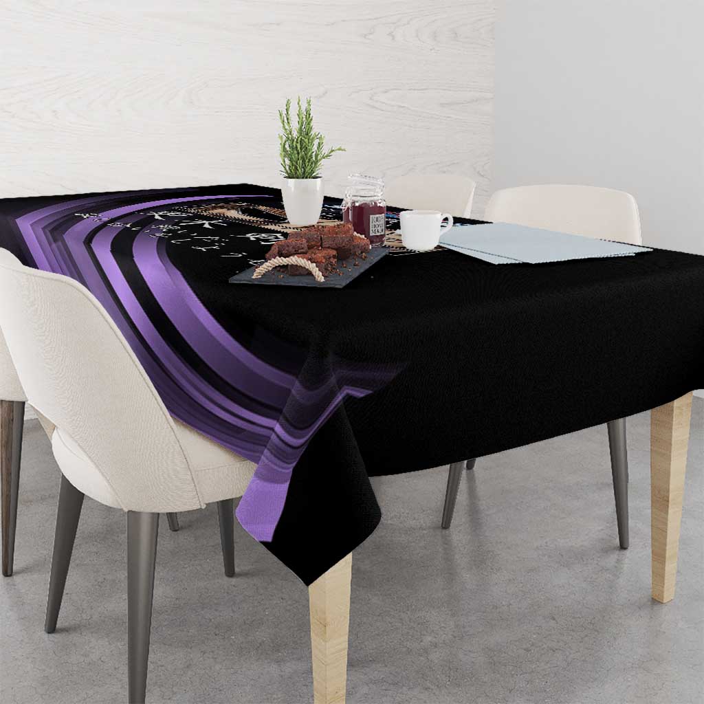 Kenpachi Zaraki Bleach Anime Black and Purple Theme Tablecloth with Battle Stance and Japanese Quote Design - The Mazicc