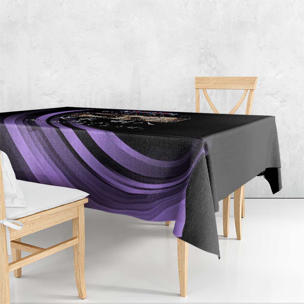 Kenpachi Zaraki Bleach Anime Black and Purple Theme Tablecloth with Battle Stance and Japanese Quote Design - The Mazicc