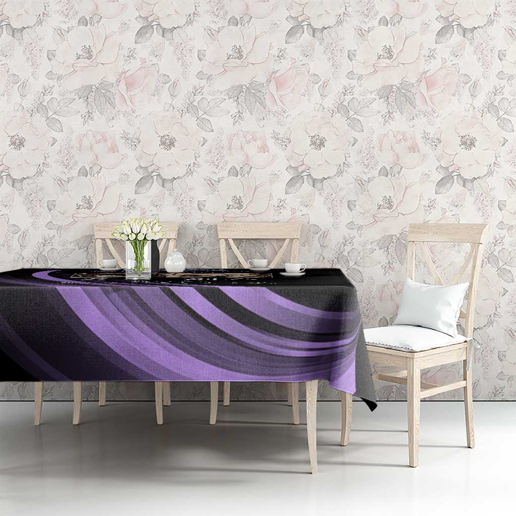 Kenpachi Zaraki Bleach Anime Black and Purple Theme Tablecloth with Battle Stance and Japanese Quote Design - The Mazicc