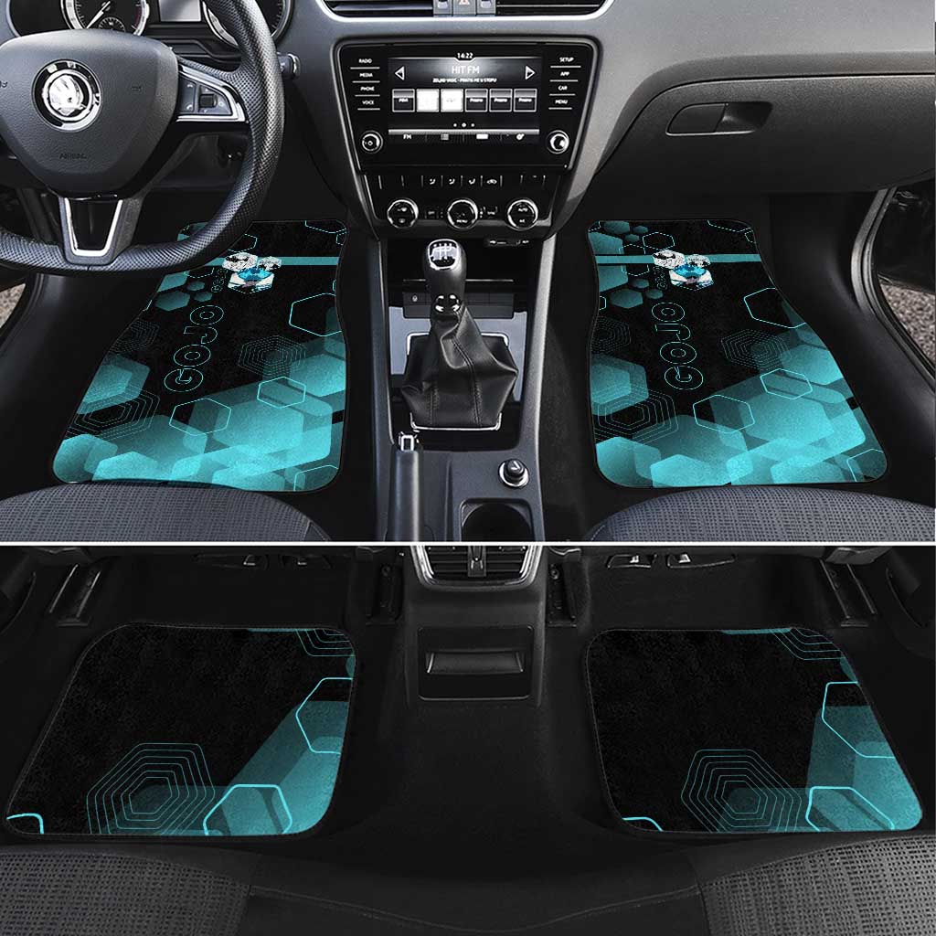 Gojo Satoru Jujutsu Kaisen Blue Hexagon Pattern Car Mats with Intense Expressions and Modern Anime Art - The Mazicc