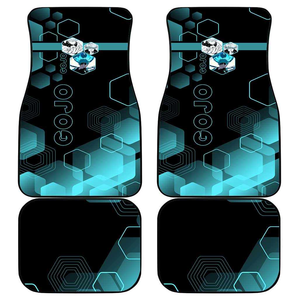 Gojo Satoru Jujutsu Kaisen Blue Hexagon Pattern Car Mats with Intense Expressions and Modern Anime Art - The Mazicc