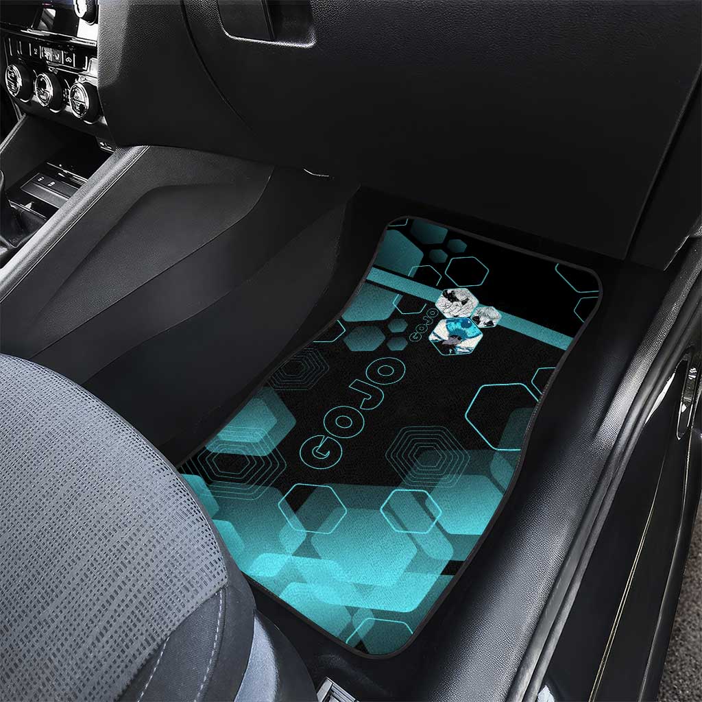Gojo Satoru Jujutsu Kaisen Blue Hexagon Pattern Car Mats with Intense Expressions and Modern Anime Art - The Mazicc