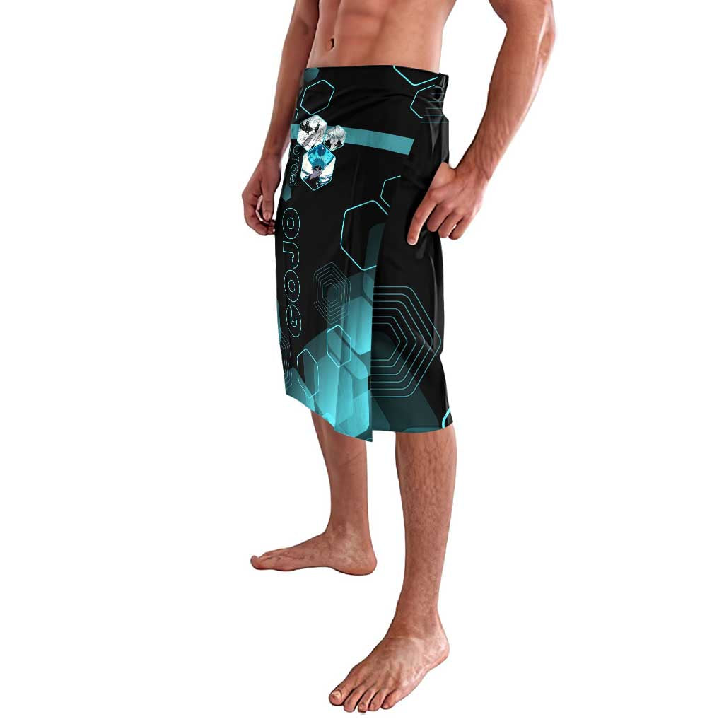 Gojo Satoru Jujutsu Kaisen Blue Hexagon Pattern Lavalava with Intense Expressions and Modern Anime Art - The Mazicc