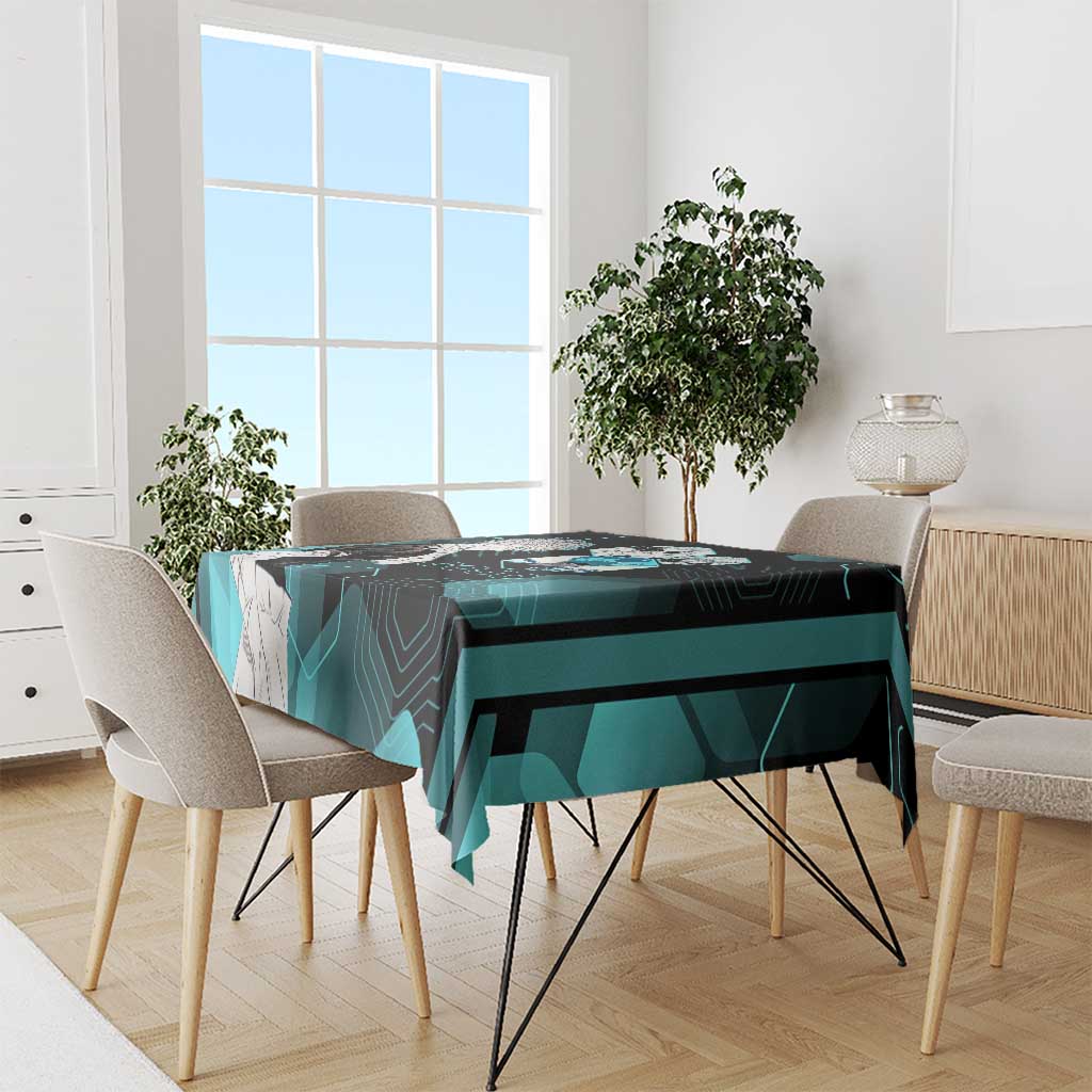 Gojo Satoru Jujutsu Kaisen Blue Hexagon Pattern Tablecloth with Intense Expressions and Modern Anime Art - The Mazicc