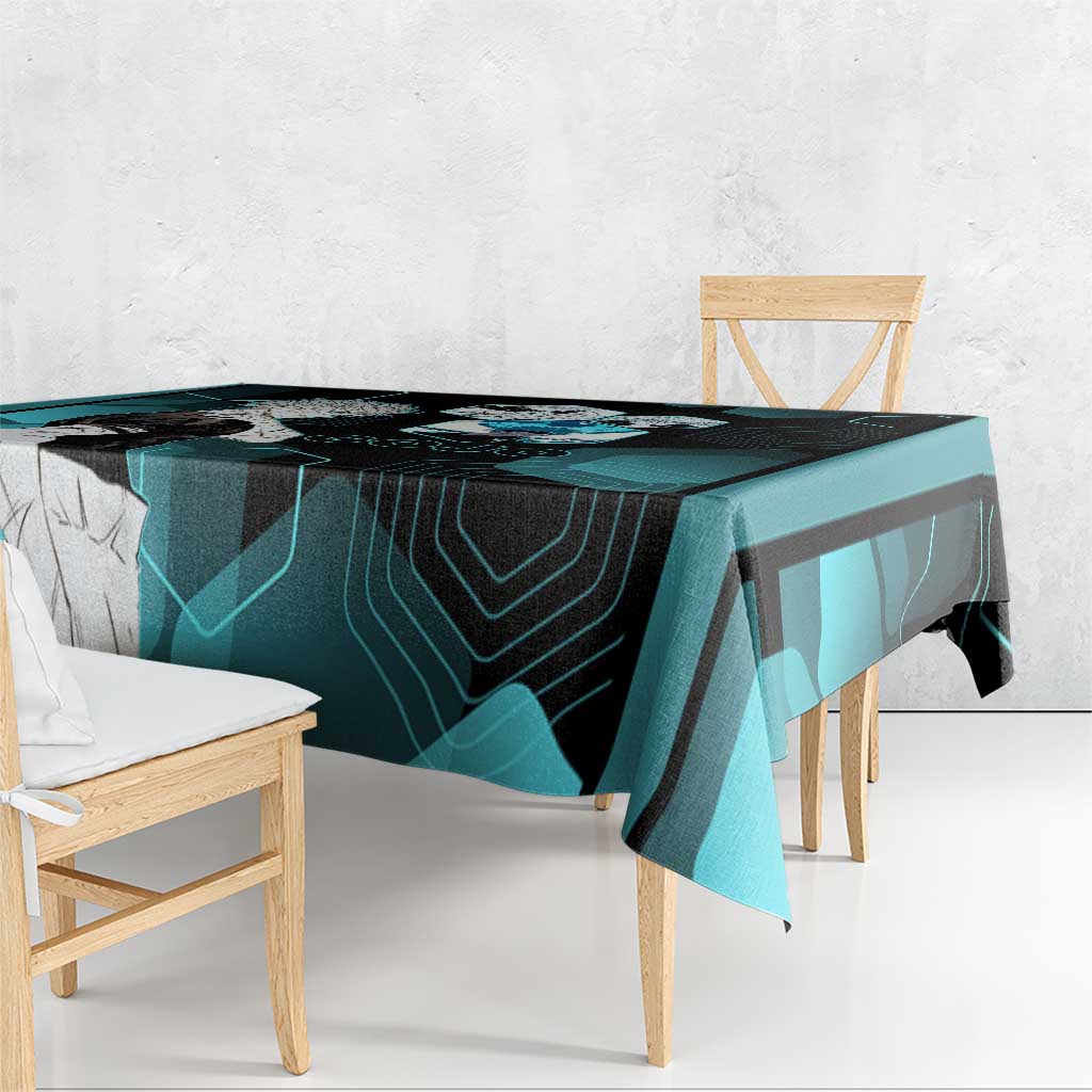Gojo Satoru Jujutsu Kaisen Blue Hexagon Pattern Tablecloth with Intense Expressions and Modern Anime Art - The Mazicc