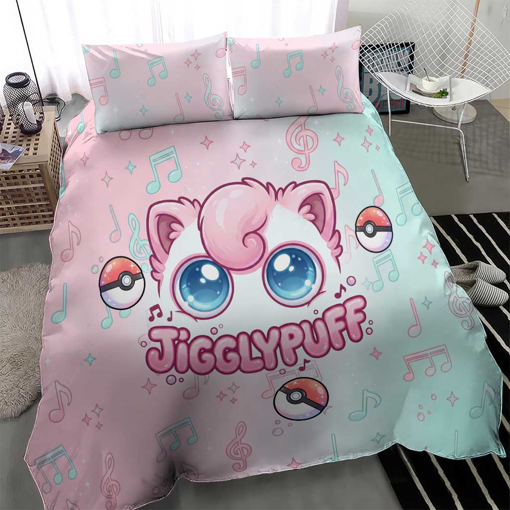 Jigglypuff Bedding Set Pastel Melody Pop Art