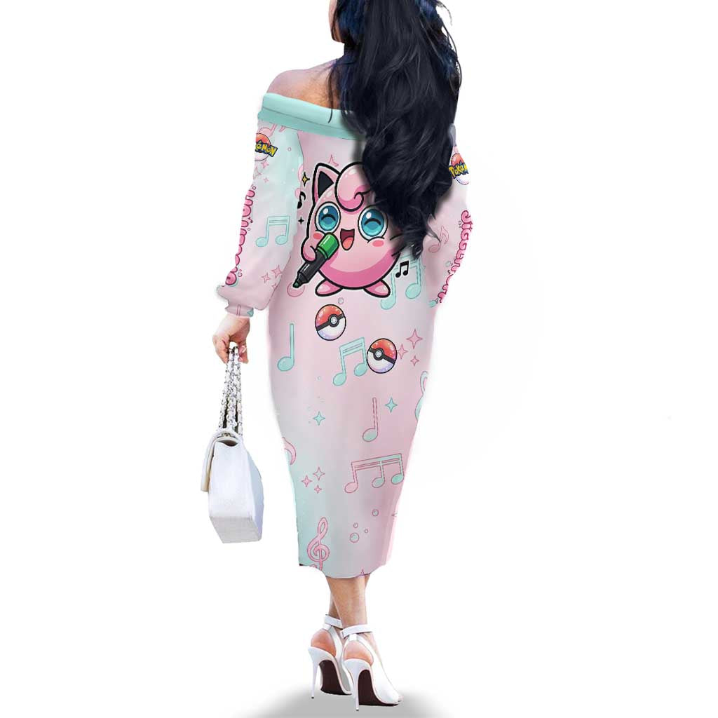 Jigglypuff Family Matching Off The Shoulder Long Sleeve Dress and Hawaiian Shirt Pastel Melody Pop Art