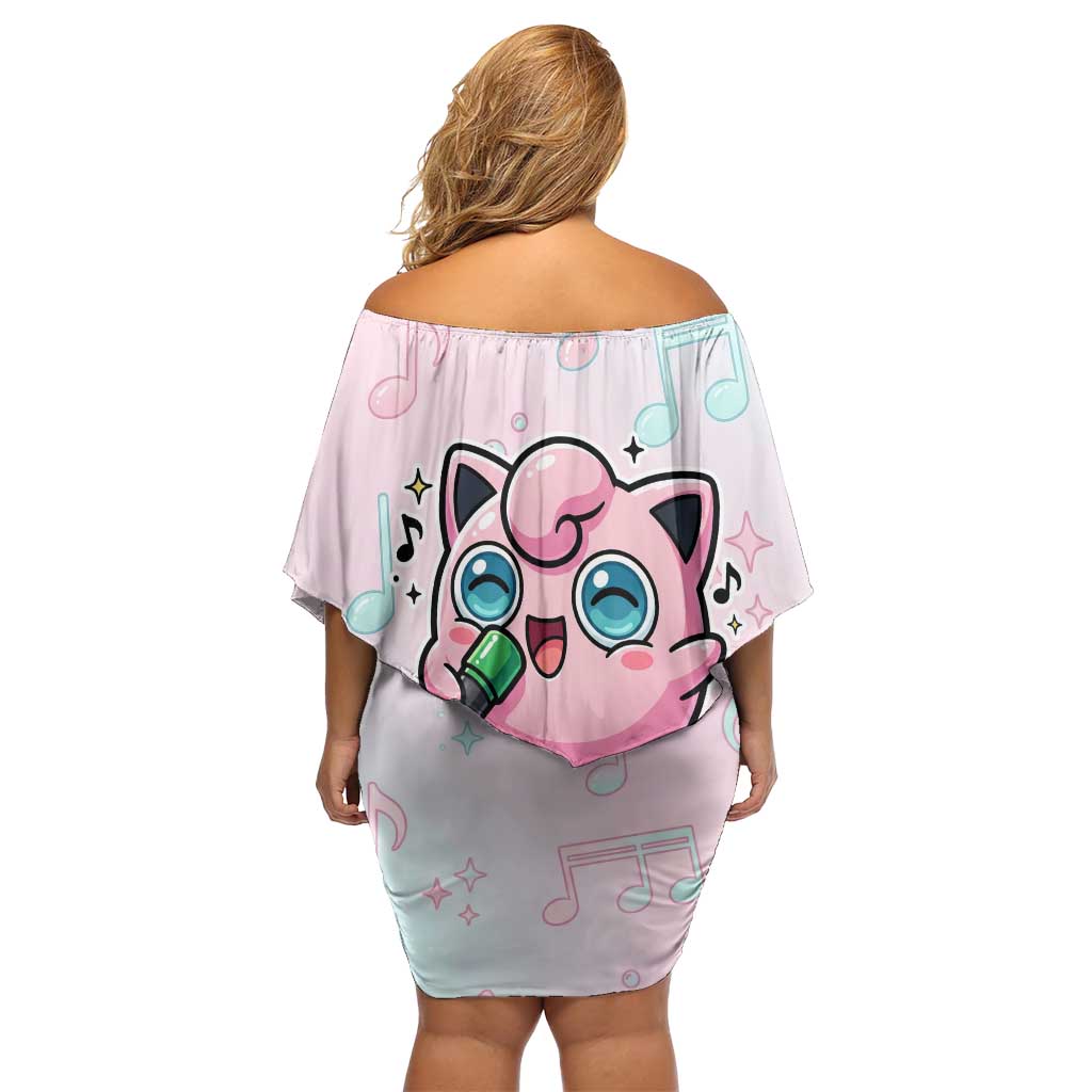 Jigglypuff Family Matching Off Shoulder Short Dress and Hawaiian Shirt Pastel Melody Pop Art
