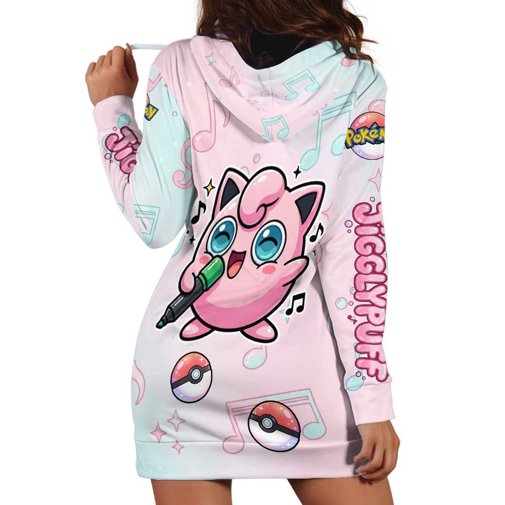 Jigglypuff Hoodie Dress Pastel Melody Pop Art