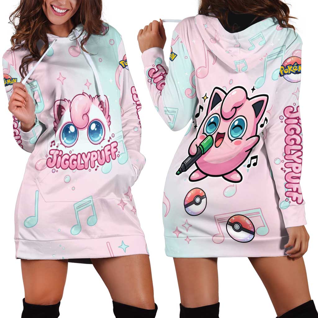 Jigglypuff Hoodie Dress Pastel Melody Pop Art