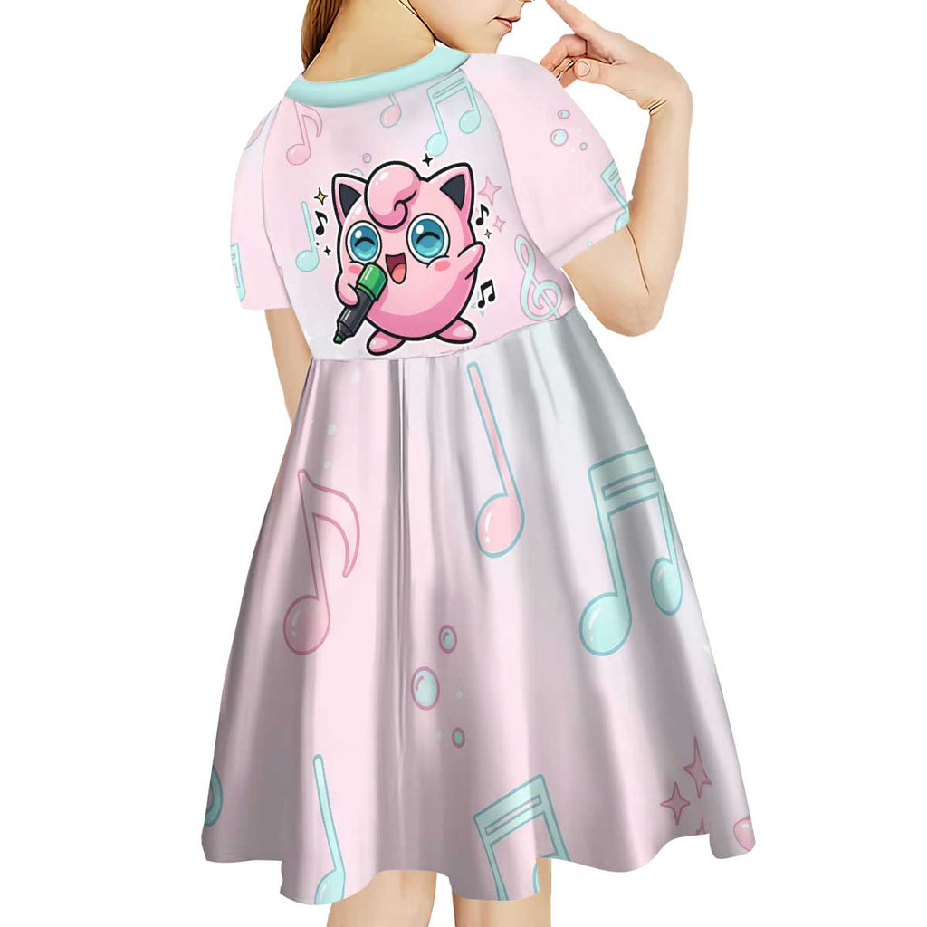 Jigglypuff Kid Short Sleeve Dress Pastel Melody Pop Art