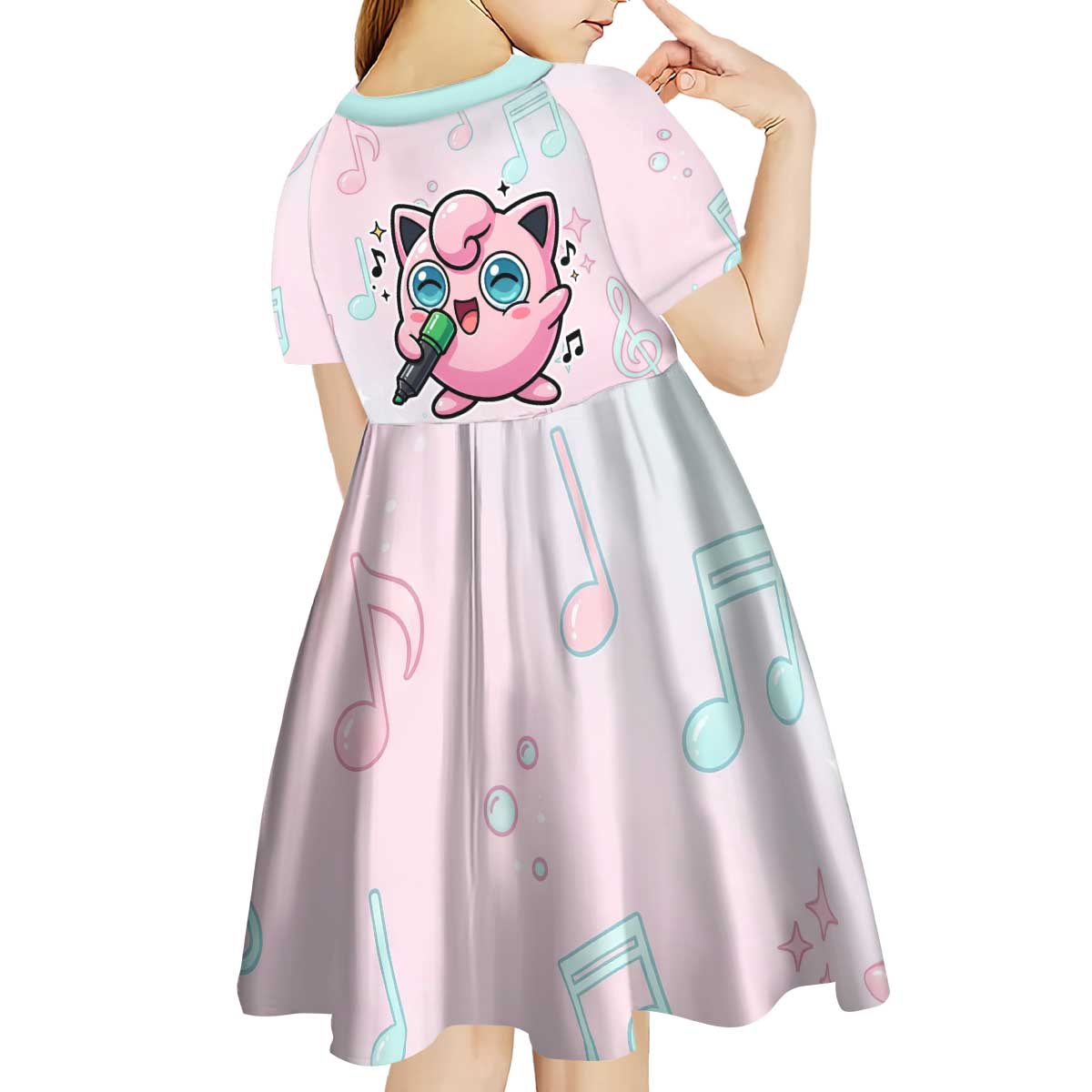 Jigglypuff Kid Short Sleeve Dress Pastel Melody Pop Art