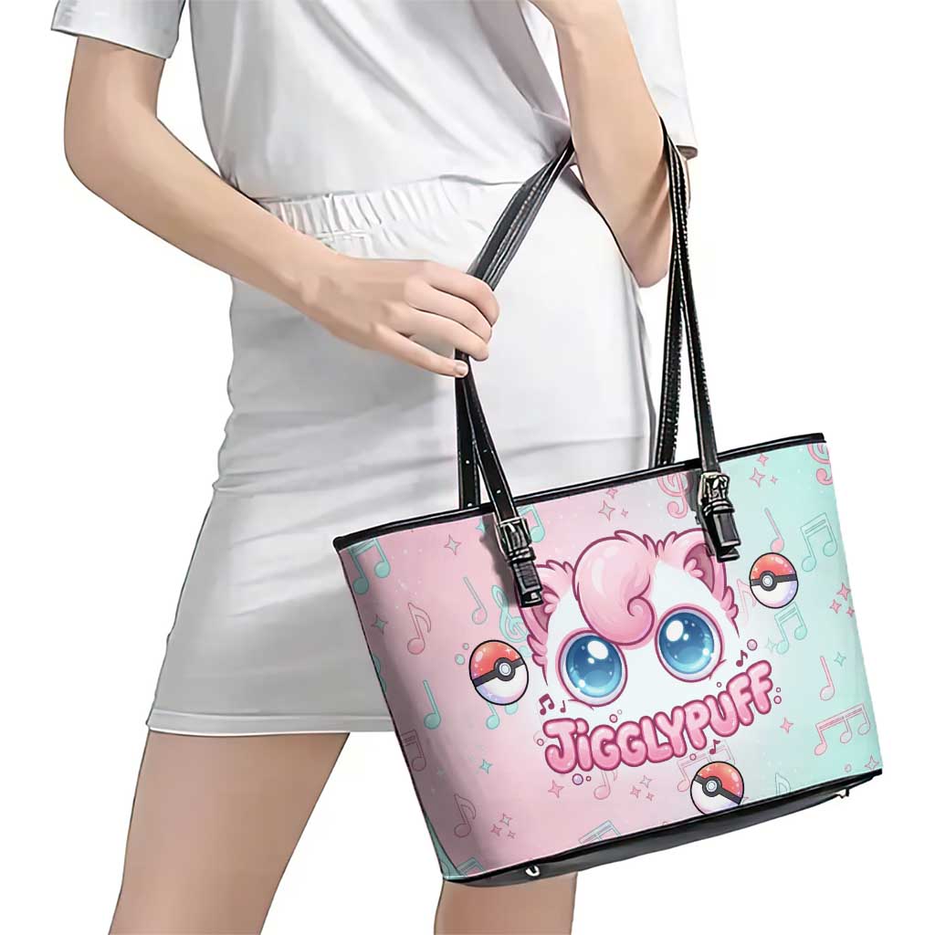 Jigglypuff Leather Tote Bag Pastel Melody Pop Art