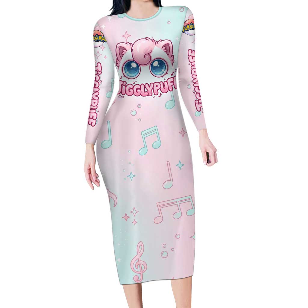 Jigglypuff Long Sleeve Bodycon Dress Pastel Melody Pop Art