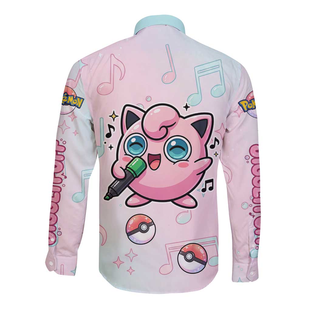 Jigglypuff Long Sleeve Button Shirt Pastel Melody Pop Art