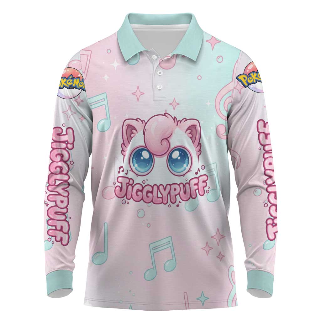 Jigglypuff Long Sleeve Polo Shirt Pastel Melody Pop Art