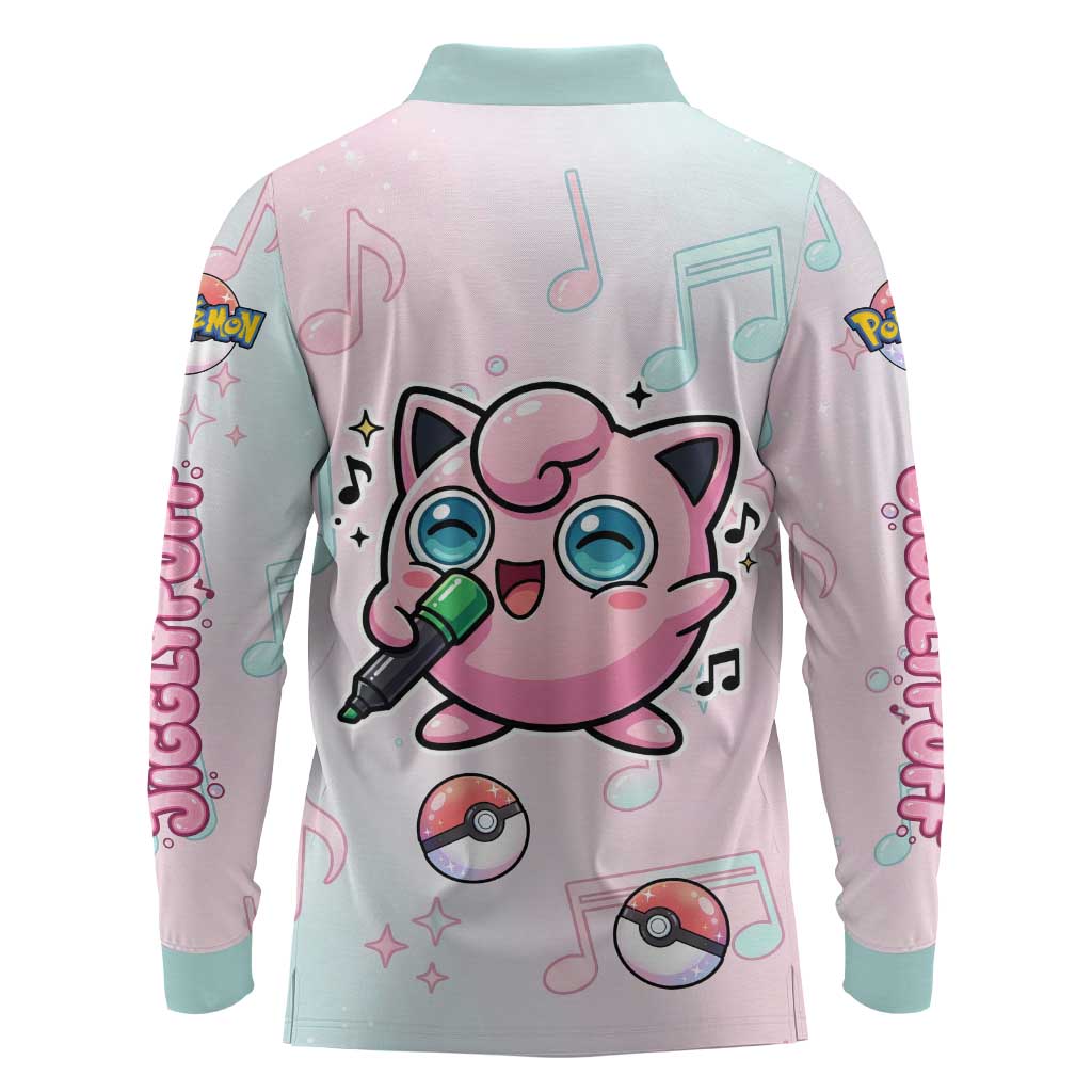Jigglypuff Long Sleeve Polo Shirt Pastel Melody Pop Art