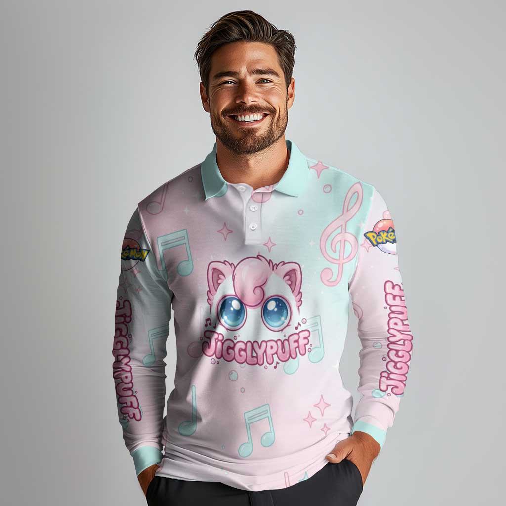 Jigglypuff Long Sleeve Polo Shirt Pastel Melody Pop Art