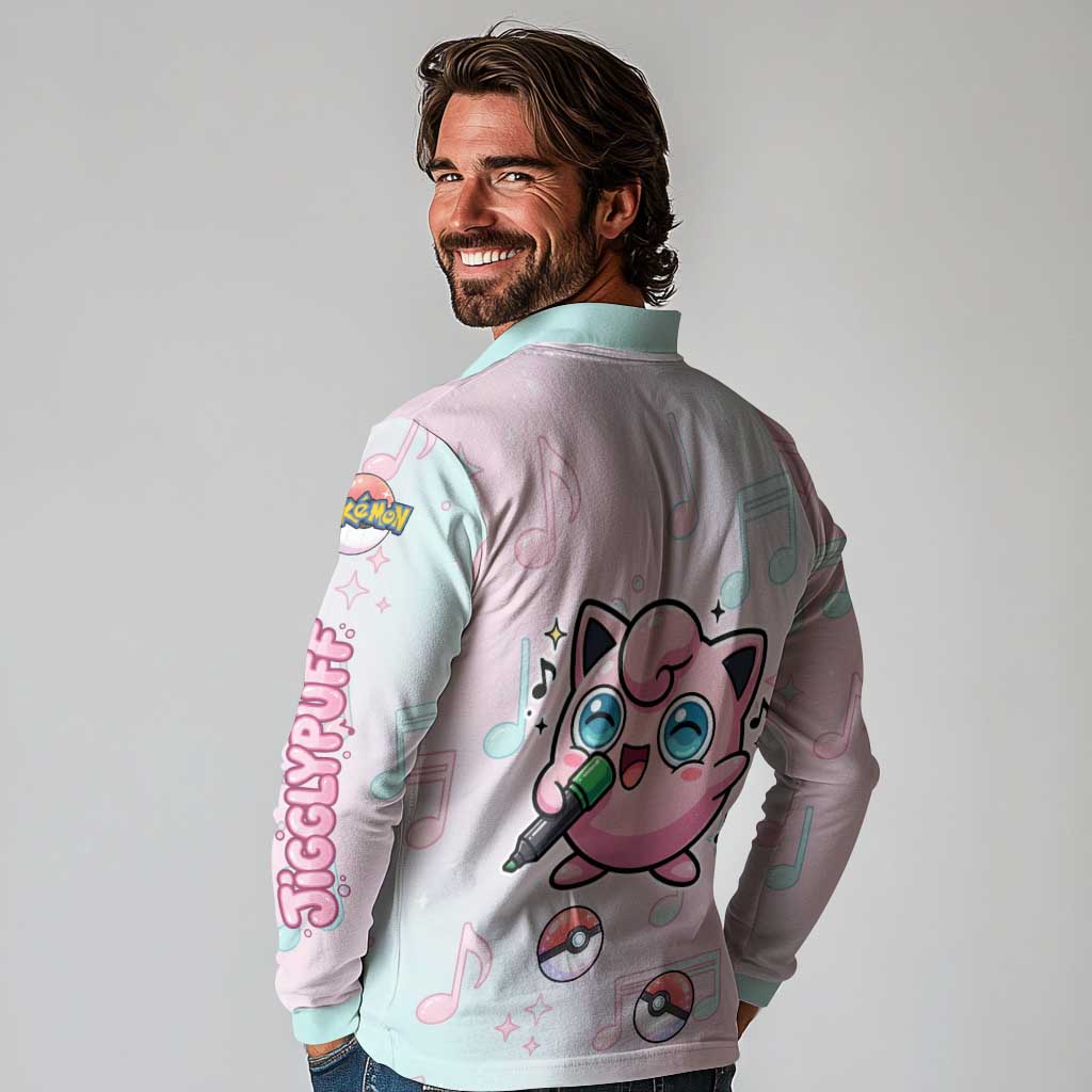 Jigglypuff Long Sleeve Polo Shirt Pastel Melody Pop Art