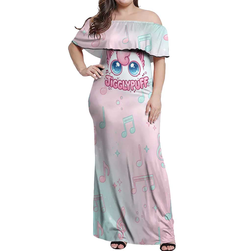 Jigglypuff Off Shoulder Maxi Dress Pastel Melody Pop Art