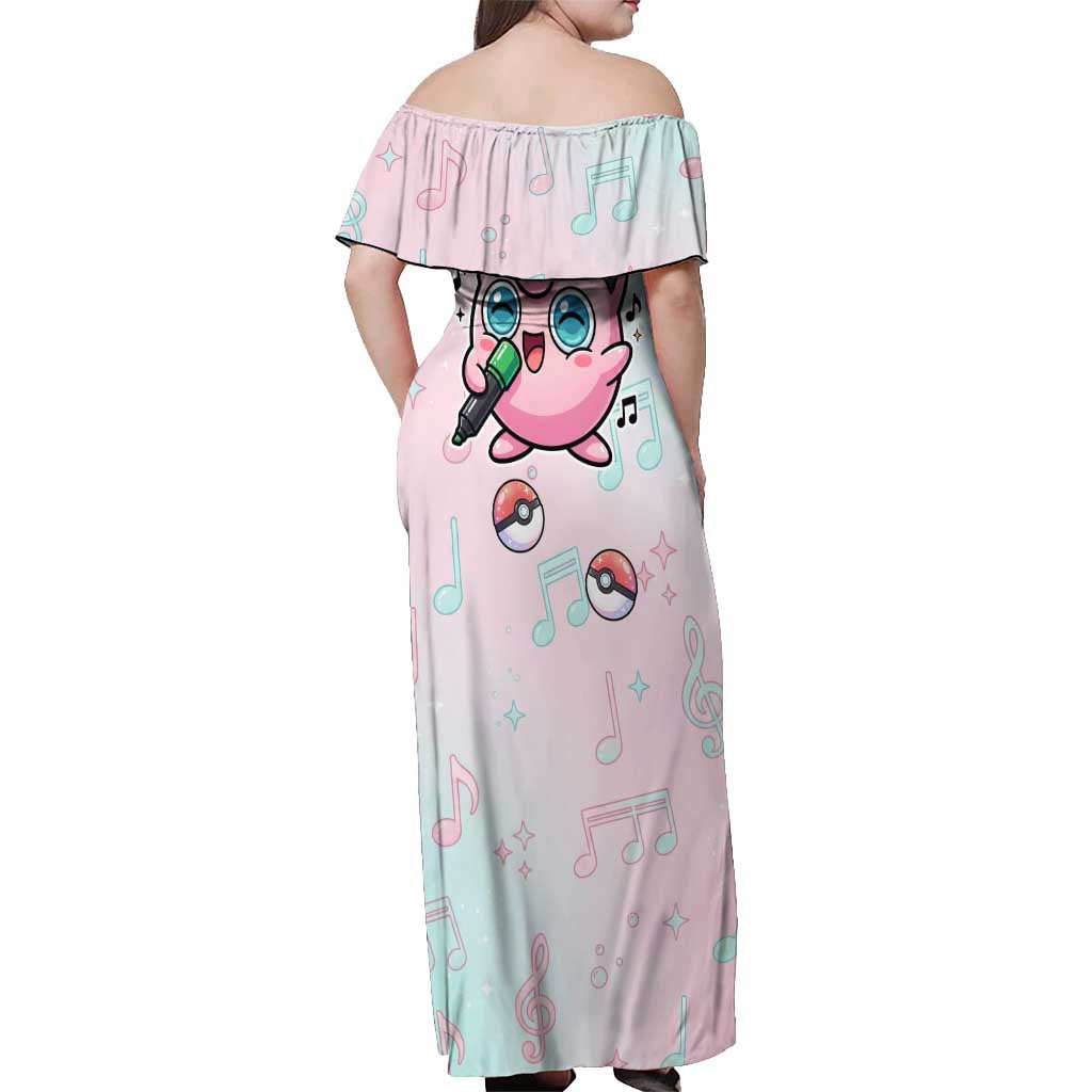 Jigglypuff Off Shoulder Maxi Dress Pastel Melody Pop Art