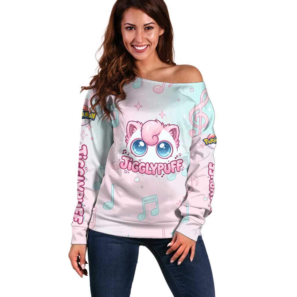 Jigglypuff Off Shoulder Sweater Pastel Melody Pop Art