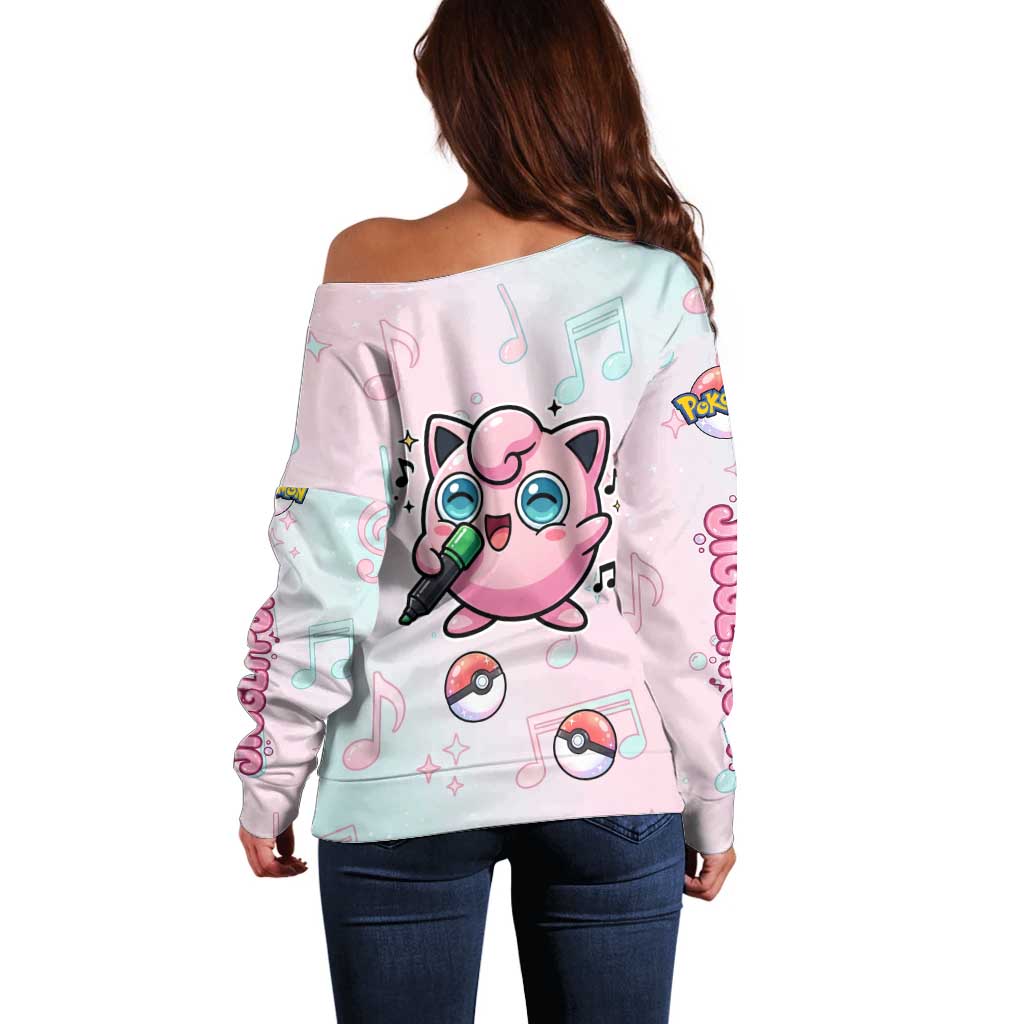 Jigglypuff Off Shoulder Sweater Pastel Melody Pop Art