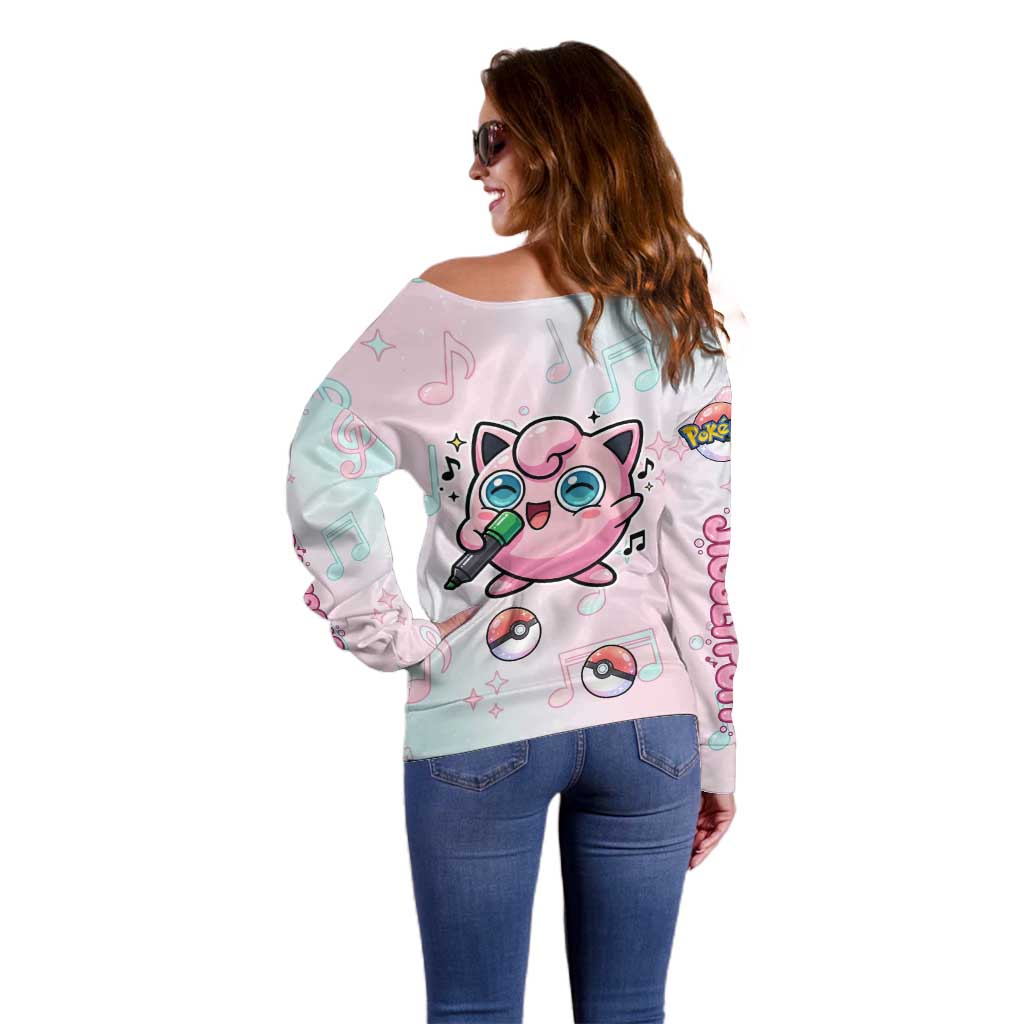 Jigglypuff Off Shoulder Sweater Pastel Melody Pop Art