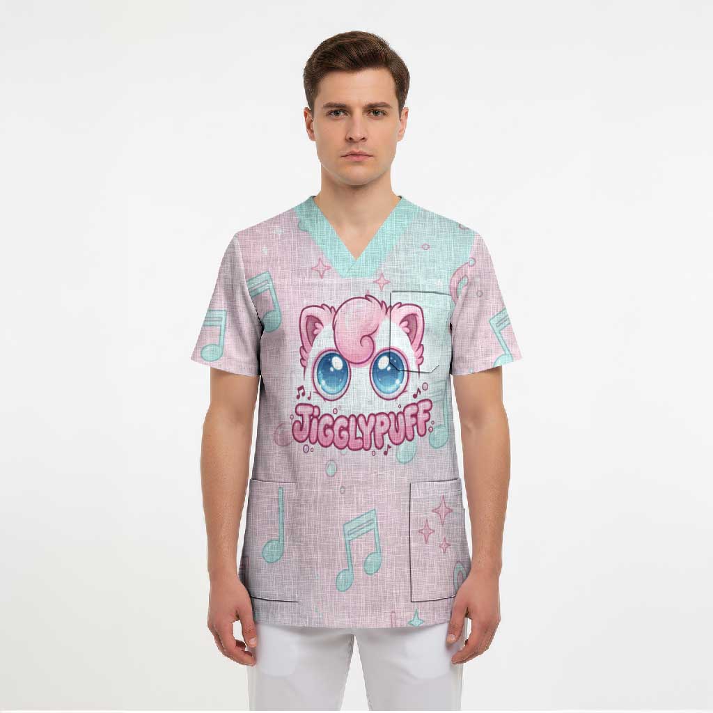 Jigglypuff Scrub Top Pastel Melody Pop Art