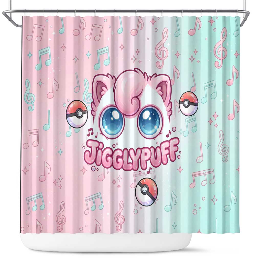 Jigglypuff Shower Curtain Pastel Melody Pop Art