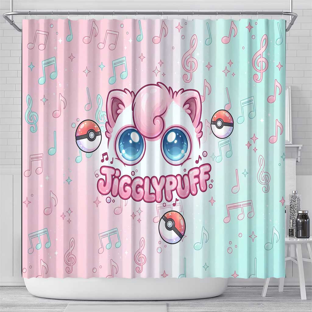 Jigglypuff Shower Curtain Pastel Melody Pop Art