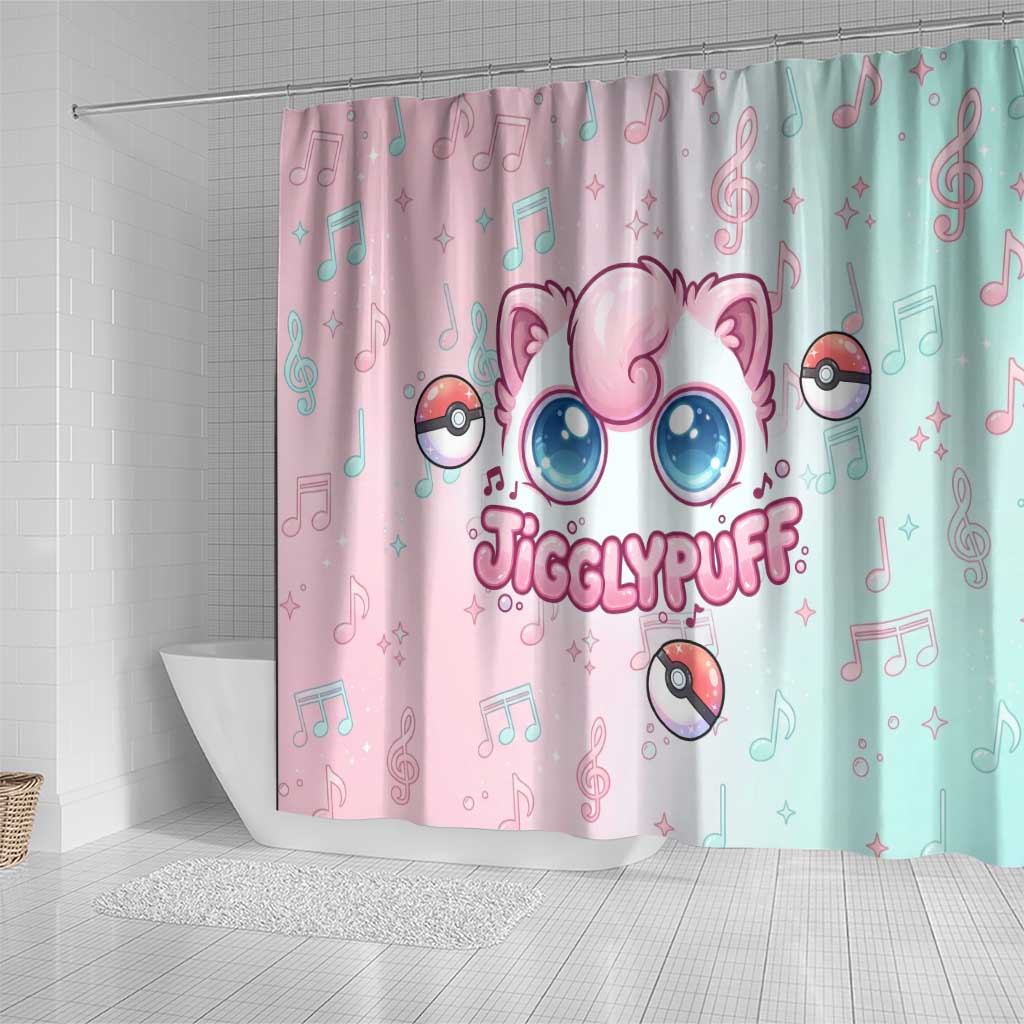 Jigglypuff Shower Curtain Pastel Melody Pop Art