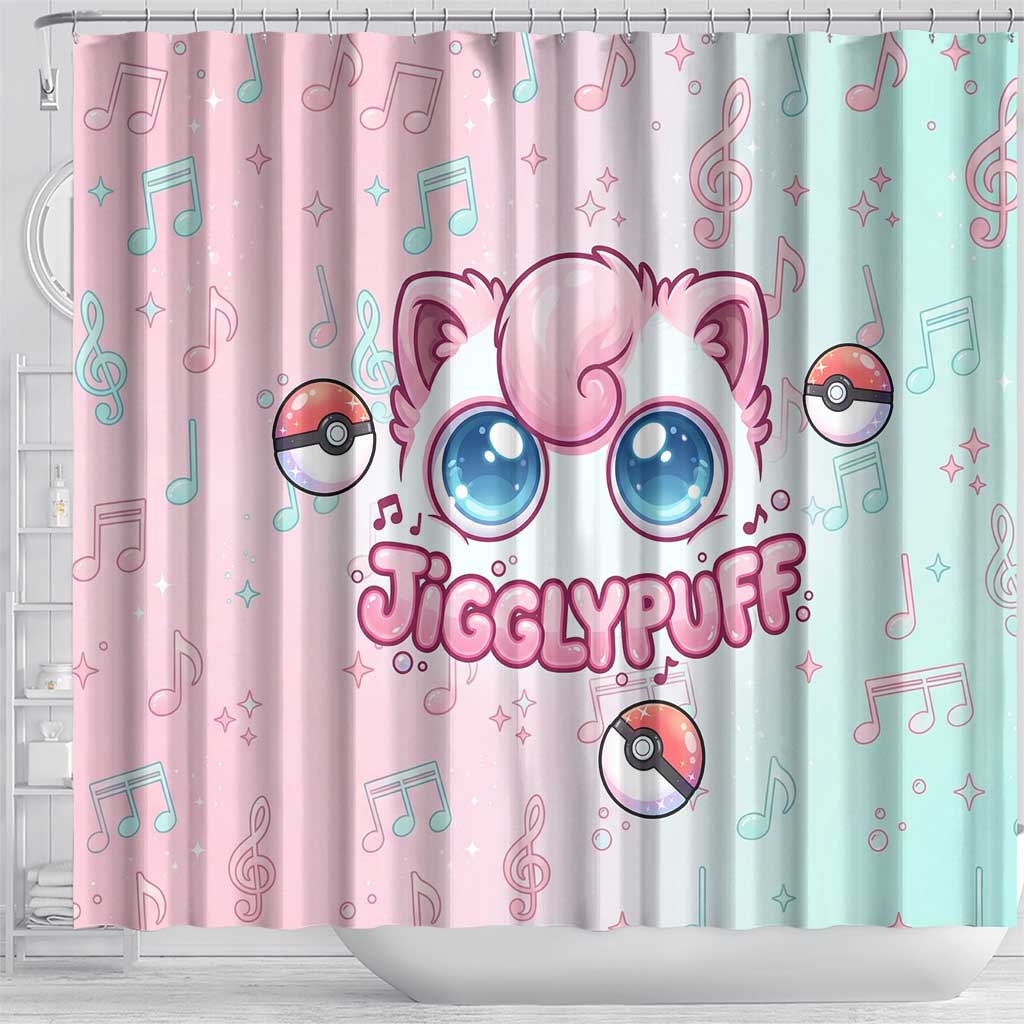 Jigglypuff Shower Curtain Pastel Melody Pop Art