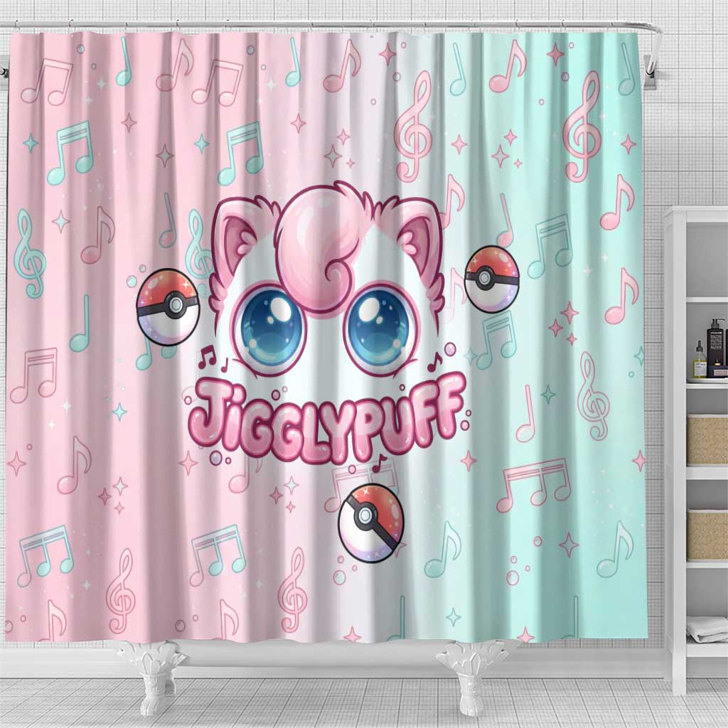 Jigglypuff Shower Curtain Pastel Melody Pop Art